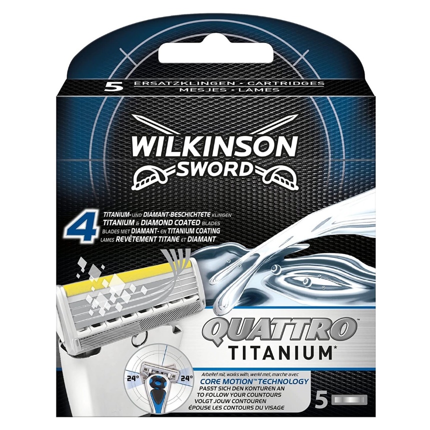 Сменные кассеты Wilkinson Sword Quattro Titanium Core Motion (5 картриджей)