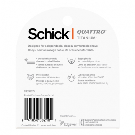 Сменные кассеты Schick Quattro Titanium (4 картриджа)