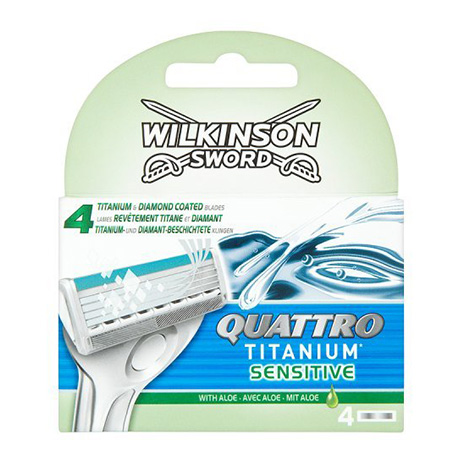 Сменные кассеты Wilkinson Sword Quattro Titanium Sensitive (4 картриджа)