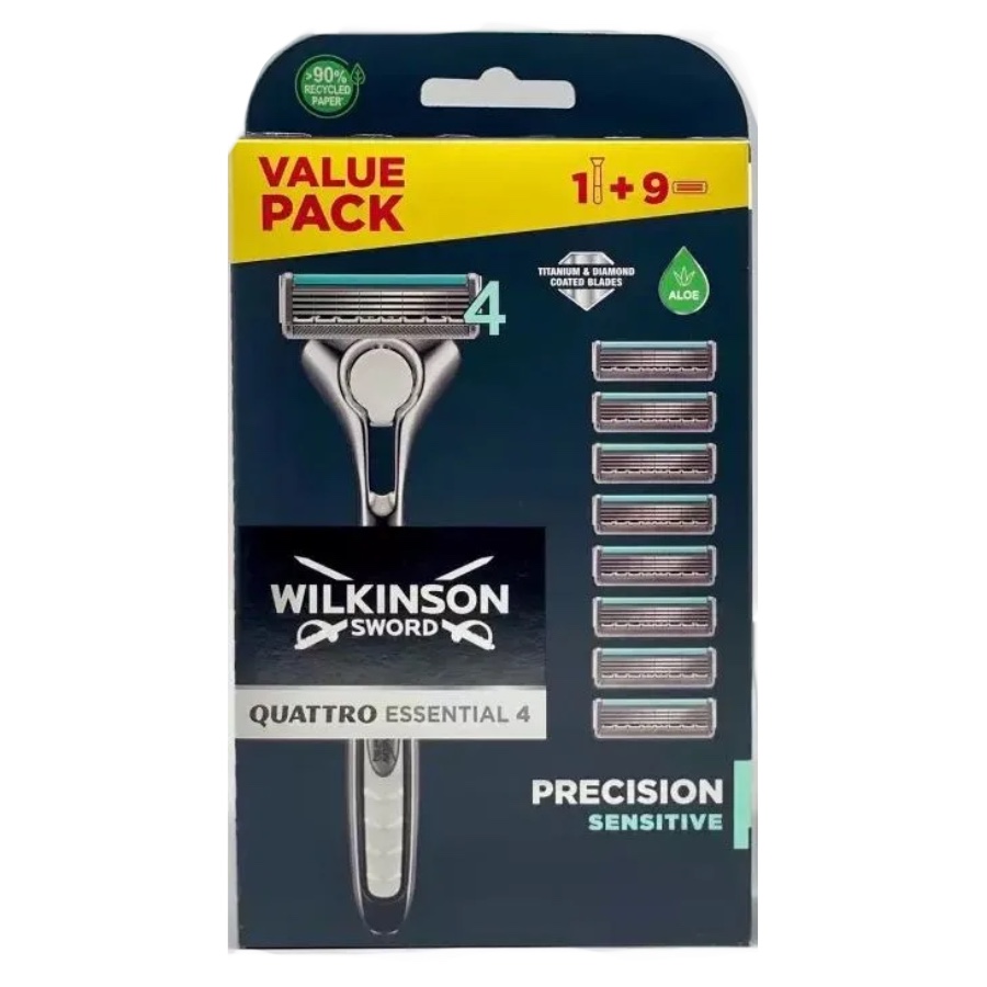 Бритва Wilkinson Sword Quattro Titanium PRECISION Sensitive (1 бритва + 8 картриджей)