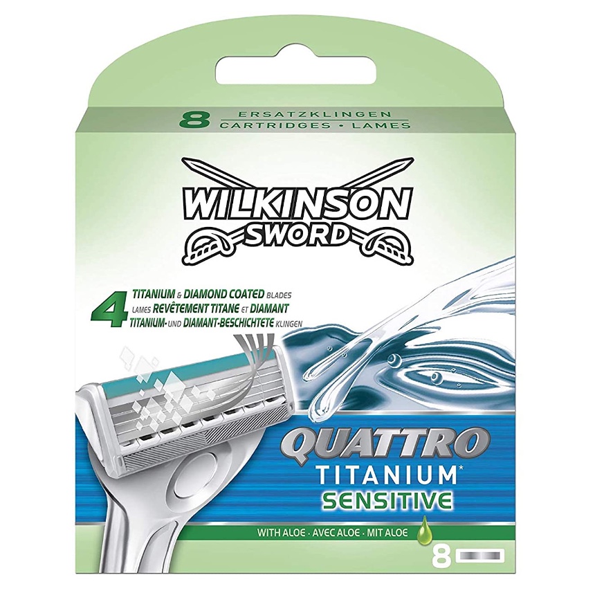 Сменные кассеты Wilkinson Sword Quattro Titanium Sensitive (8 картриджей)