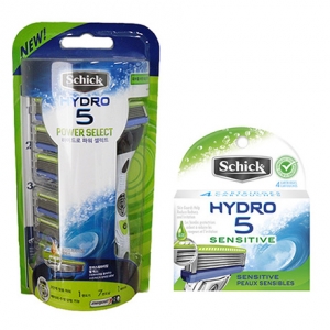 Бритва Schick Hydro 5 Power Select (1 бритва + 10 картриджей для чувствительной кожи)